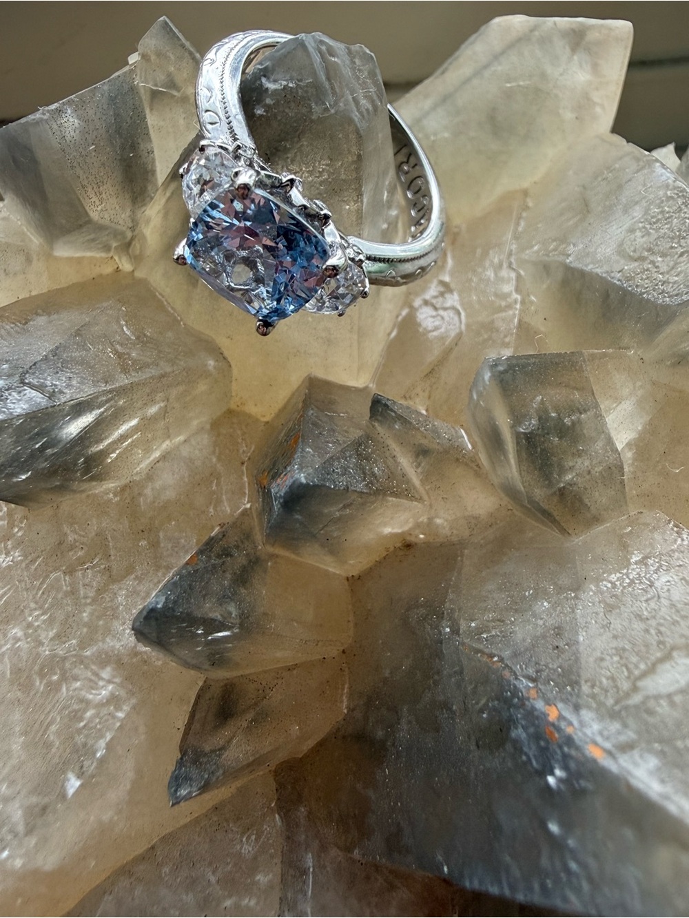 Silver Ring with Light Blue aquamarine Gemstone - Tacori